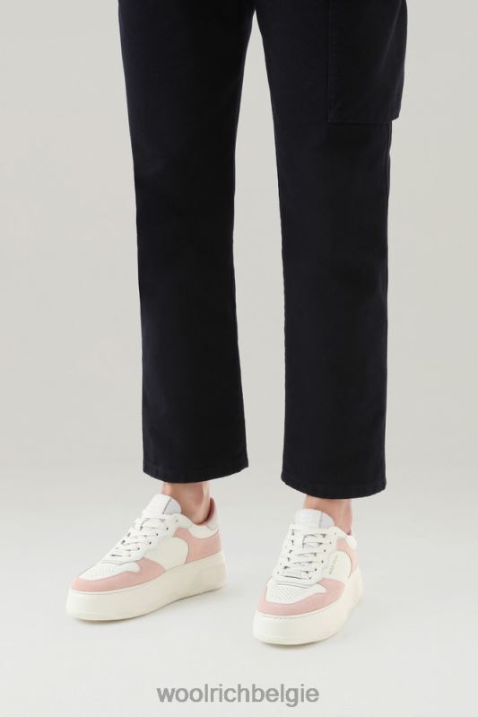 chunky pumps van zacht leer met suède inzetstukken Woolrich vrouwen 8TTN0163 steeg gebroken wit schoenen