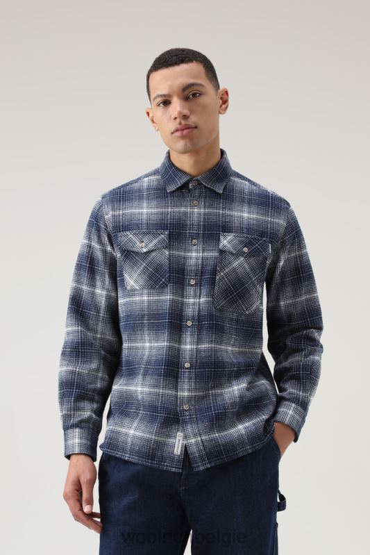 cruiser flanellen geruit overhemd Woolrich Heren 8TTN0652 blauwe ruit kleding