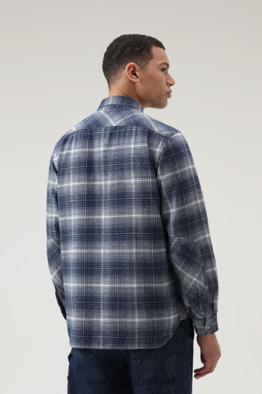 cruiser flanellen geruit overhemd Woolrich Heren 8TTN0652 blauwe ruit kleding