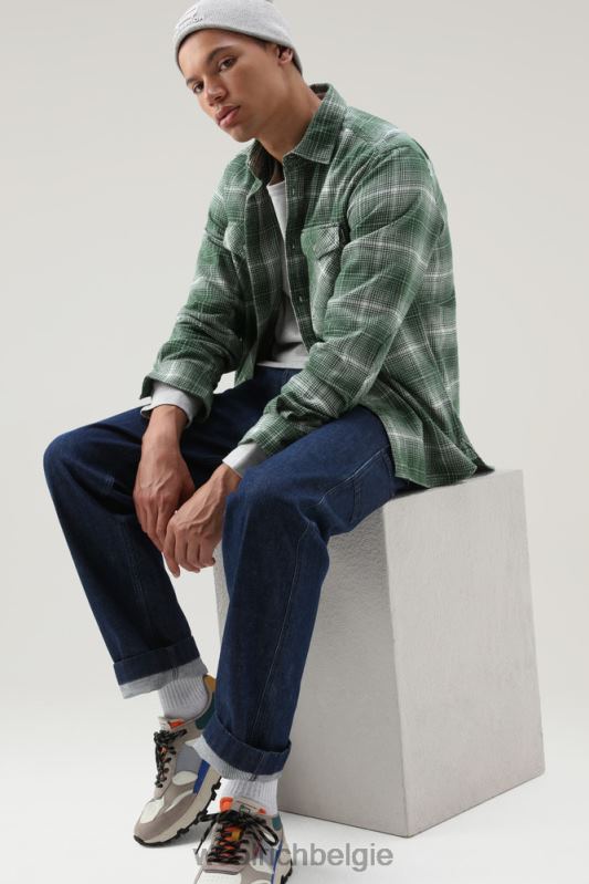 cruiser flanellen geruit overhemd Woolrich Heren 8TTN0666 groene vink kleding