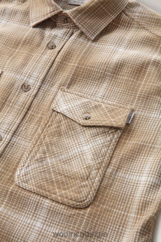cruiser flanellen geruit overhemd Woolrich Heren 8TTN0735 goud kaki ruit kleding