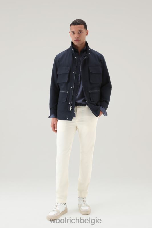 cruiser veldjack van licht eco ramar met opvouwbare capuchon Woolrich Heren 8TTN0558 Melton blauw kleding