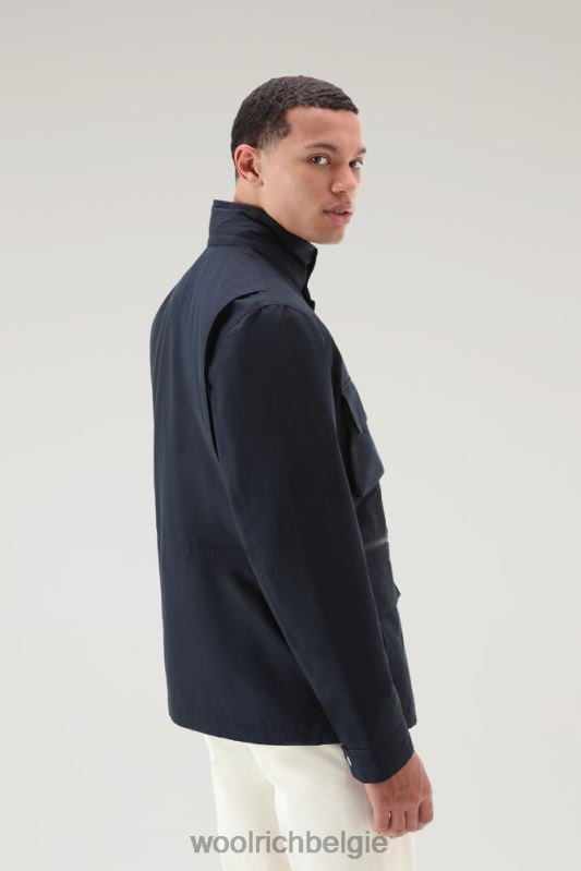 cruiser veldjack van licht eco ramar met opvouwbare capuchon Woolrich Heren 8TTN0558 Melton blauw kleding