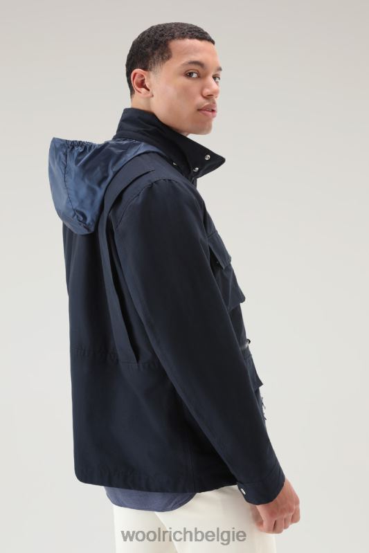 cruiser veldjack van licht eco ramar met opvouwbare capuchon Woolrich Heren 8TTN0558 Melton blauw kleding