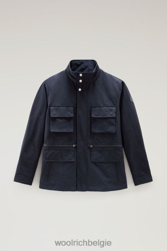cruiser veldjack van licht eco ramar met opvouwbare capuchon Woolrich Heren 8TTN0558 Melton blauw kleding