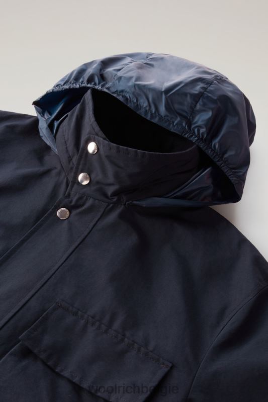 cruiser veldjack van licht eco ramar met opvouwbare capuchon Woolrich Heren 8TTN0558 Melton blauw kleding