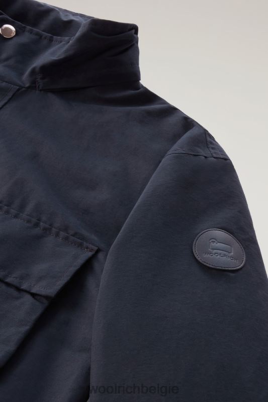 cruiser veldjack van licht eco ramar met opvouwbare capuchon Woolrich Heren 8TTN0558 Melton blauw kleding