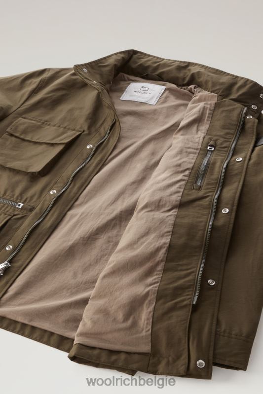 cruiser veldjack van licht eco ramar met opvouwbare capuchon Woolrich Heren 8TTN0568 donkergroen kleding