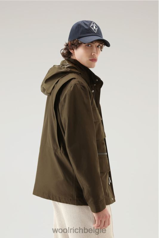 cruiser veldjack van licht eco ramar met opvouwbare capuchon Woolrich Heren 8TTN0568 donkergroen kleding