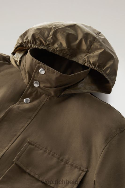 cruiser veldjack van licht eco ramar met opvouwbare capuchon Woolrich Heren 8TTN0568 donkergroen kleding
