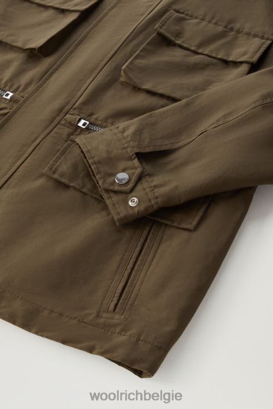 cruiser veldjack van licht eco ramar met opvouwbare capuchon Woolrich Heren 8TTN0568 donkergroen kleding