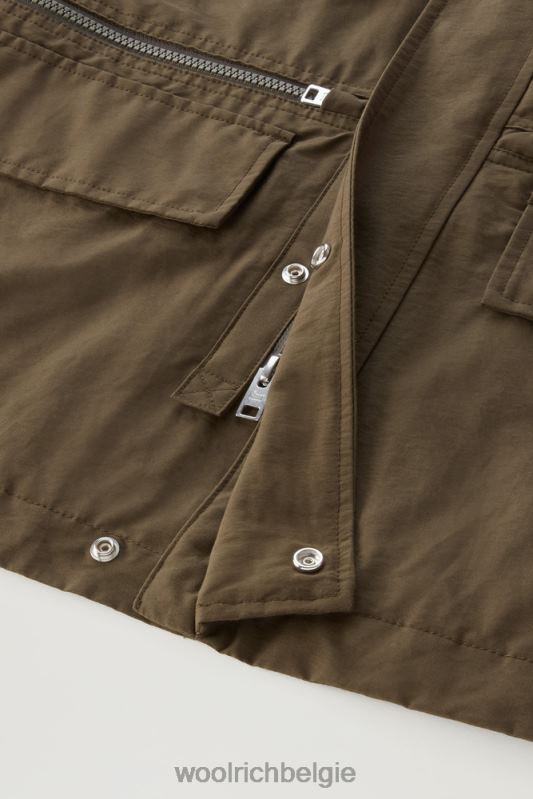 cruiser veldjack van licht eco ramar met opvouwbare capuchon Woolrich Heren 8TTN0568 donkergroen kleding