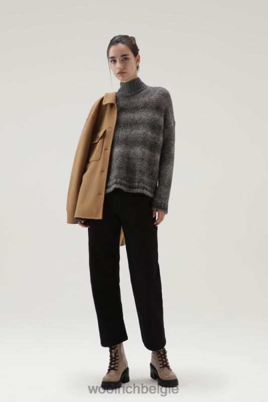degrade coltrui van alpacawol en katoenmix Woolrich vrouwen 8TTN0266 houtskool melange kleding