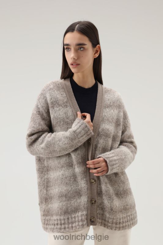 degrade vest van alpacawol en katoenmix Woolrich vrouwen 8TTN0227 goud kaki kleding