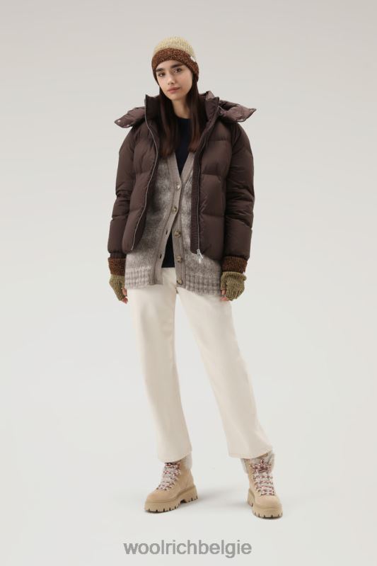 degrade vest van alpacawol en katoenmix Woolrich vrouwen 8TTN0227 goud kaki kleding