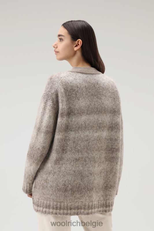 degrade vest van alpacawol en katoenmix Woolrich vrouwen 8TTN0227 goud kaki kleding