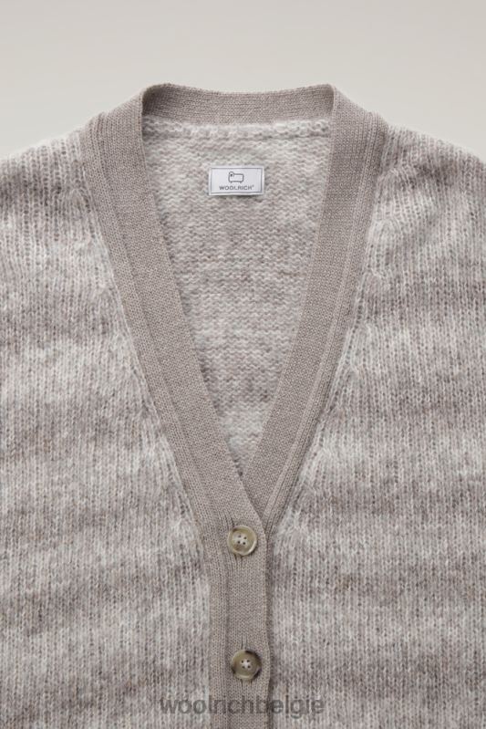 degrade vest van alpacawol en katoenmix Woolrich vrouwen 8TTN0227 goud kaki kleding