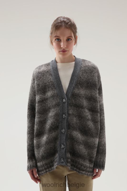 degrade vest van alpacawol en katoenmix Woolrich vrouwen 8TTN0231 houtskool melange kleding