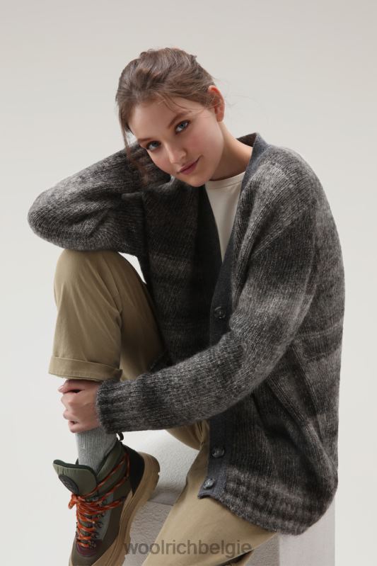 degrade vest van alpacawol en katoenmix Woolrich vrouwen 8TTN0231 houtskool melange kleding