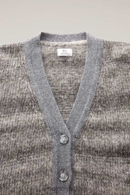 degrade vest van alpacawol en katoenmix Woolrich vrouwen 8TTN0231 houtskool melange kleding