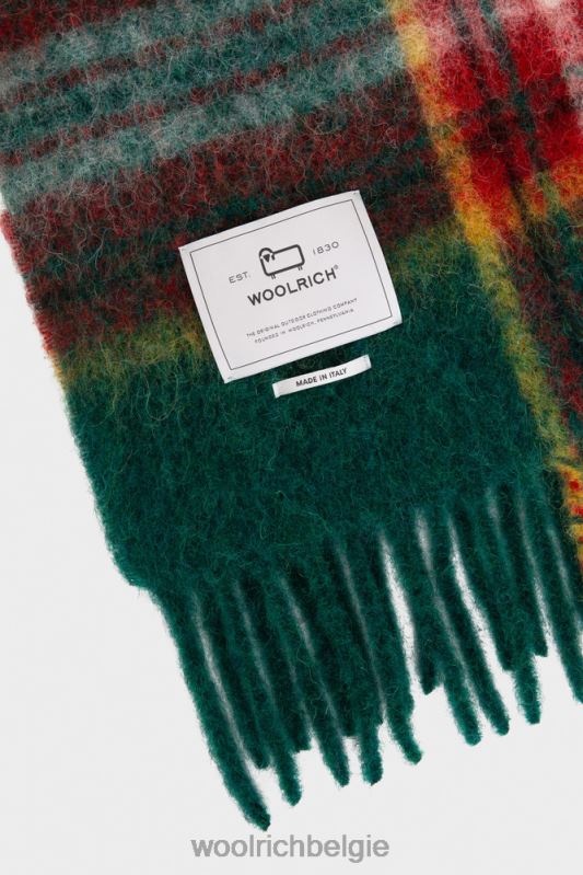 deken van een mix van alpaca mohair en wol Woolrich unisex 8TTN0692 groen gewaxt accessoires