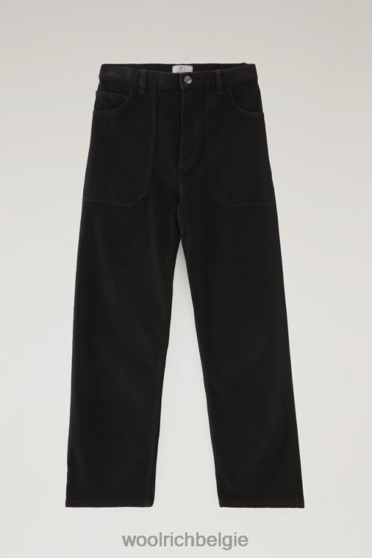 denimbroek van katoen Woolrich vrouwen 8TTN0249 zwart kleding