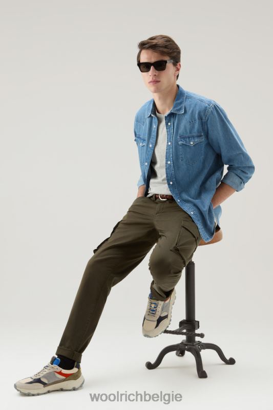 denimoverhemd van puur katoen Woolrich Heren 8TTN0625 gebleekte denim kleding
