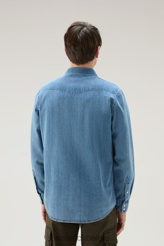 denimoverhemd van puur katoen Woolrich Heren 8TTN0625 gebleekte denim kleding
