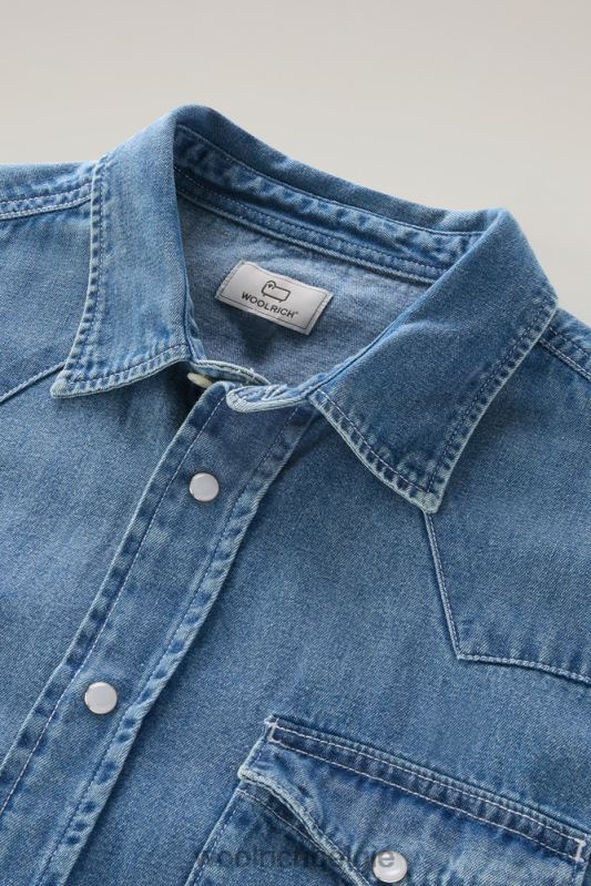 denimoverhemd van puur katoen Woolrich Heren 8TTN0625 gebleekte denim kleding