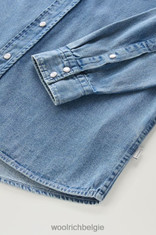 denimoverhemd van puur katoen Woolrich Heren 8TTN0625 gebleekte denim kleding