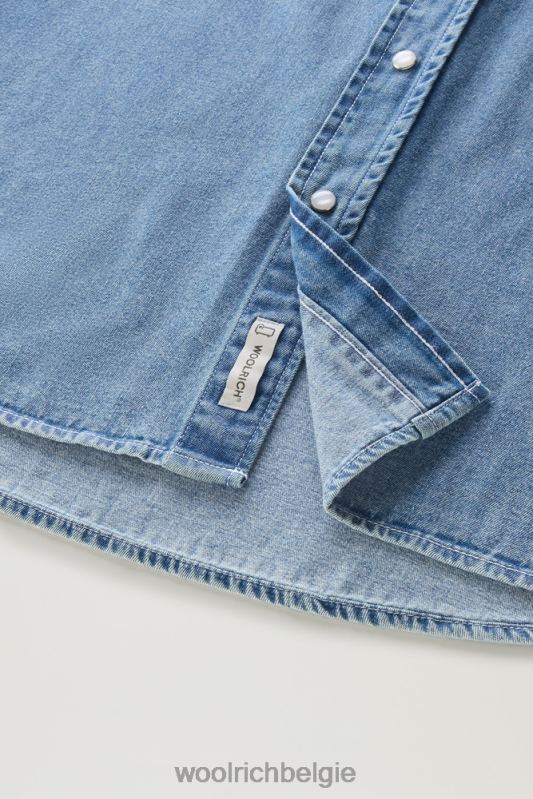 denimoverhemd van puur katoen Woolrich Heren 8TTN0625 gebleekte denim kleding