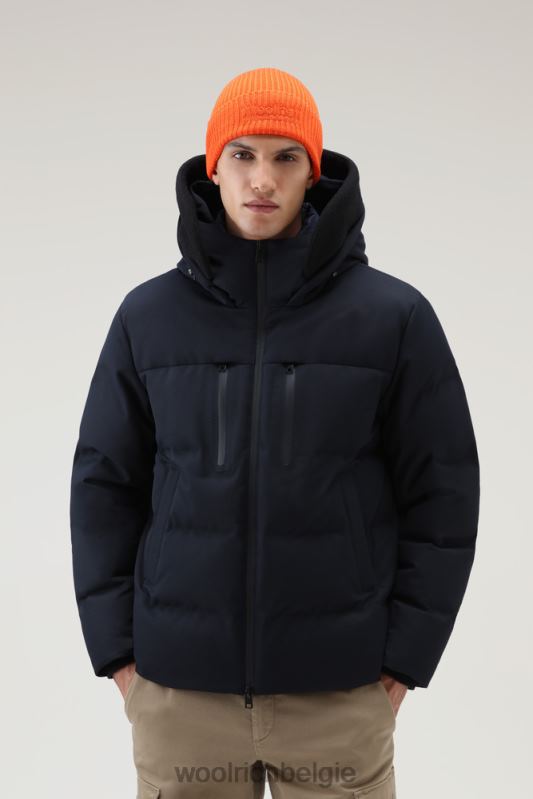 donsjack met afneembaar wollen vizier met logo Woolrich Heren 8TTN0754 Melton blauw kleding