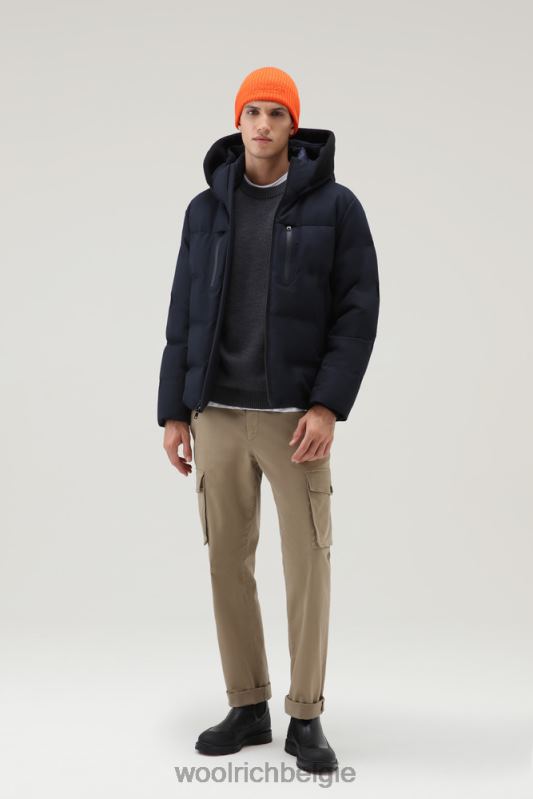 donsjack met afneembaar wollen vizier met logo Woolrich Heren 8TTN0754 Melton blauw kleding