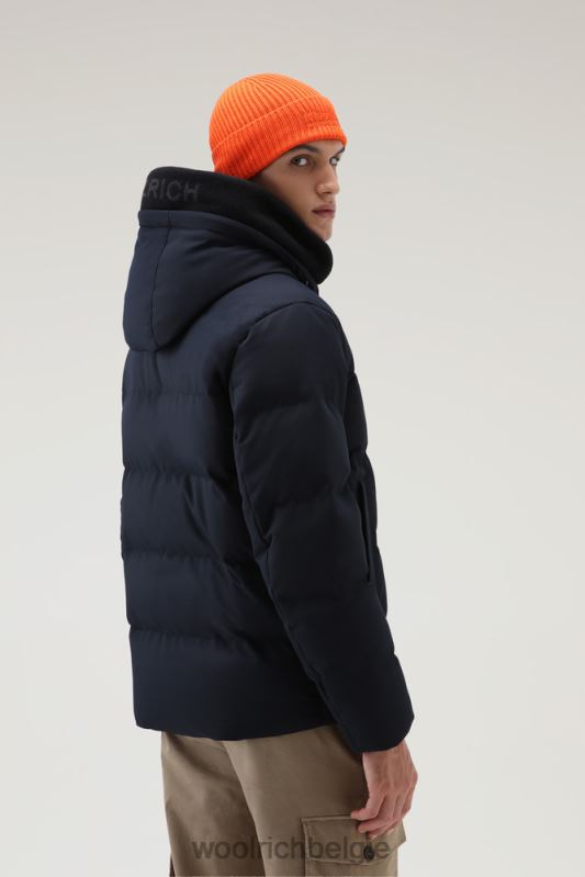 donsjack met afneembaar wollen vizier met logo Woolrich Heren 8TTN0754 Melton blauw kleding