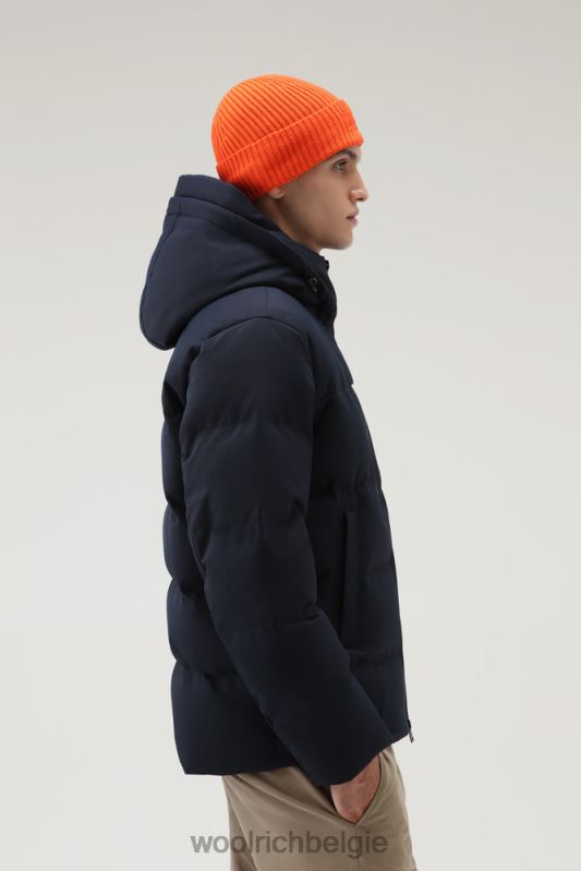 donsjack met afneembaar wollen vizier met logo Woolrich Heren 8TTN0754 Melton blauw kleding