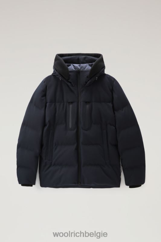 donsjack met afneembaar wollen vizier met logo Woolrich Heren 8TTN0754 Melton blauw kleding