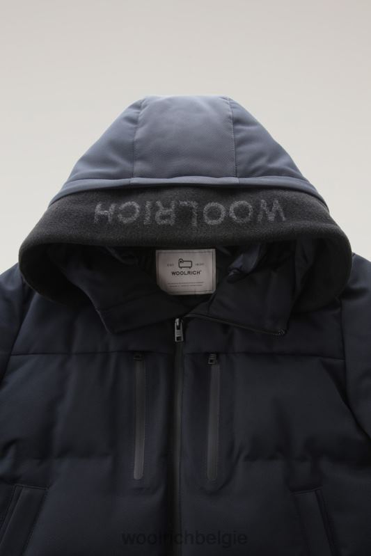 donsjack met afneembaar wollen vizier met logo Woolrich Heren 8TTN0754 Melton blauw kleding