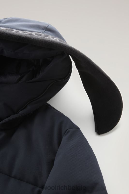 donsjack met afneembaar wollen vizier met logo Woolrich Heren 8TTN0754 Melton blauw kleding