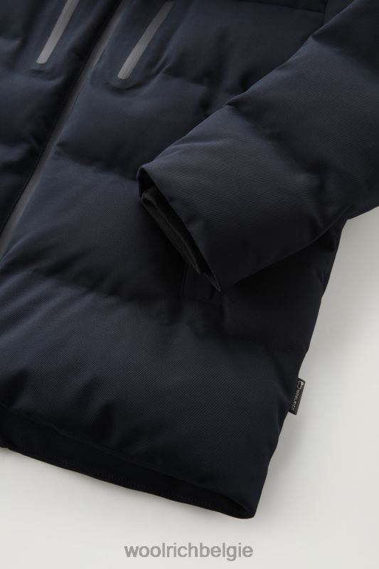 donsjack met afneembaar wollen vizier met logo Woolrich Heren 8TTN0754 Melton blauw kleding