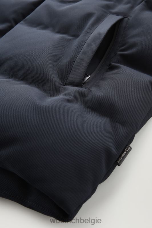 donsjack met afneembaar wollen vizier met logo Woolrich Heren 8TTN0754 Melton blauw kleding