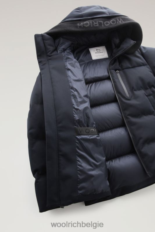 donsjack met afneembaar wollen vizier met logo Woolrich Heren 8TTN0754 Melton blauw kleding