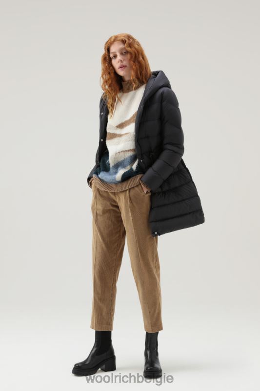 ellis lang donsjack van microvezel Woolrich vrouwen 8TTN0304 zwart kleding