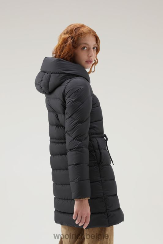 ellis lang donsjack van microvezel Woolrich vrouwen 8TTN0304 zwart kleding