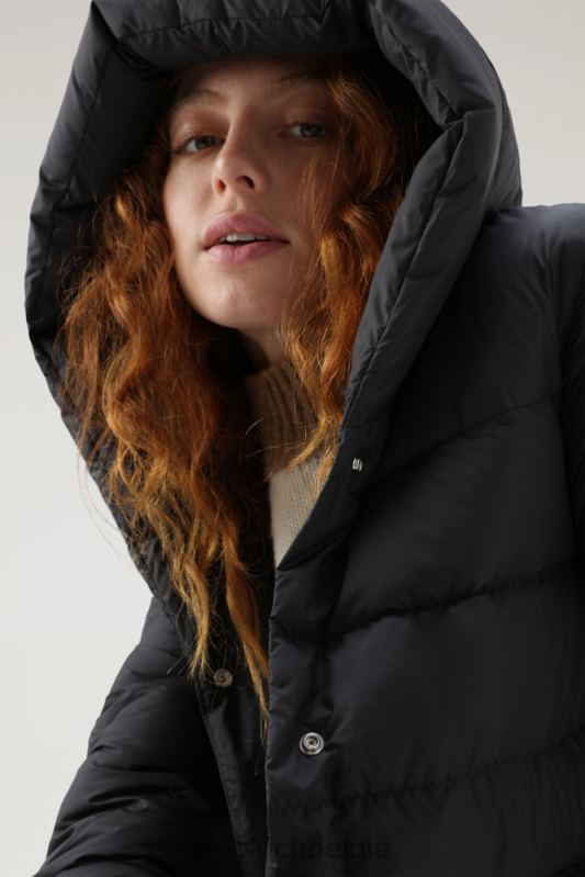 ellis lang donsjack van microvezel Woolrich vrouwen 8TTN0304 zwart kleding