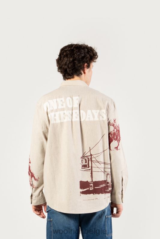 flanellen overhemd met westernprint-een dezer dagen Woolrich Heren 8TTN0538 zand kleding