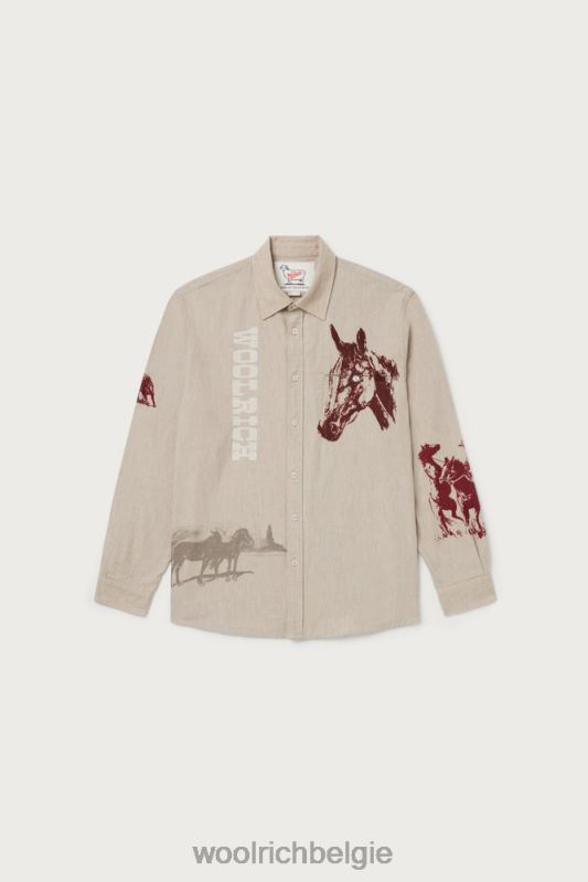 flanellen overhemd met westernprint-een dezer dagen Woolrich Heren 8TTN0538 zand kleding