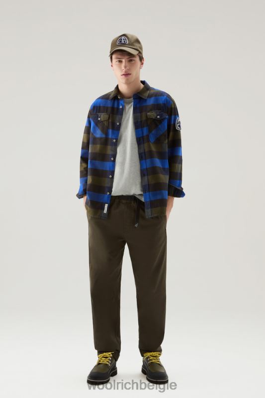 flanellen overhemd van Trails Woolrich Heren 8TTN0392 blauwe buffel kleding