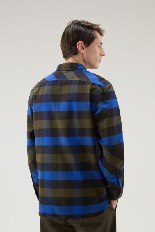 flanellen overhemd van Trails Woolrich Heren 8TTN0392 blauwe buffel kleding