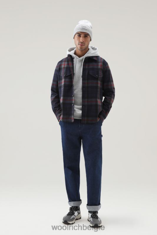 flanellen overshirt van wolmix gemaakt in de VS Woolrich Heren 8TTN0824 marine ruit kleding