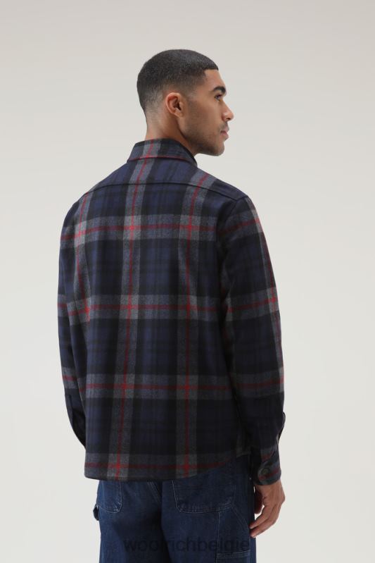 flanellen overshirt van wolmix gemaakt in de VS Woolrich Heren 8TTN0824 marine ruit kleding